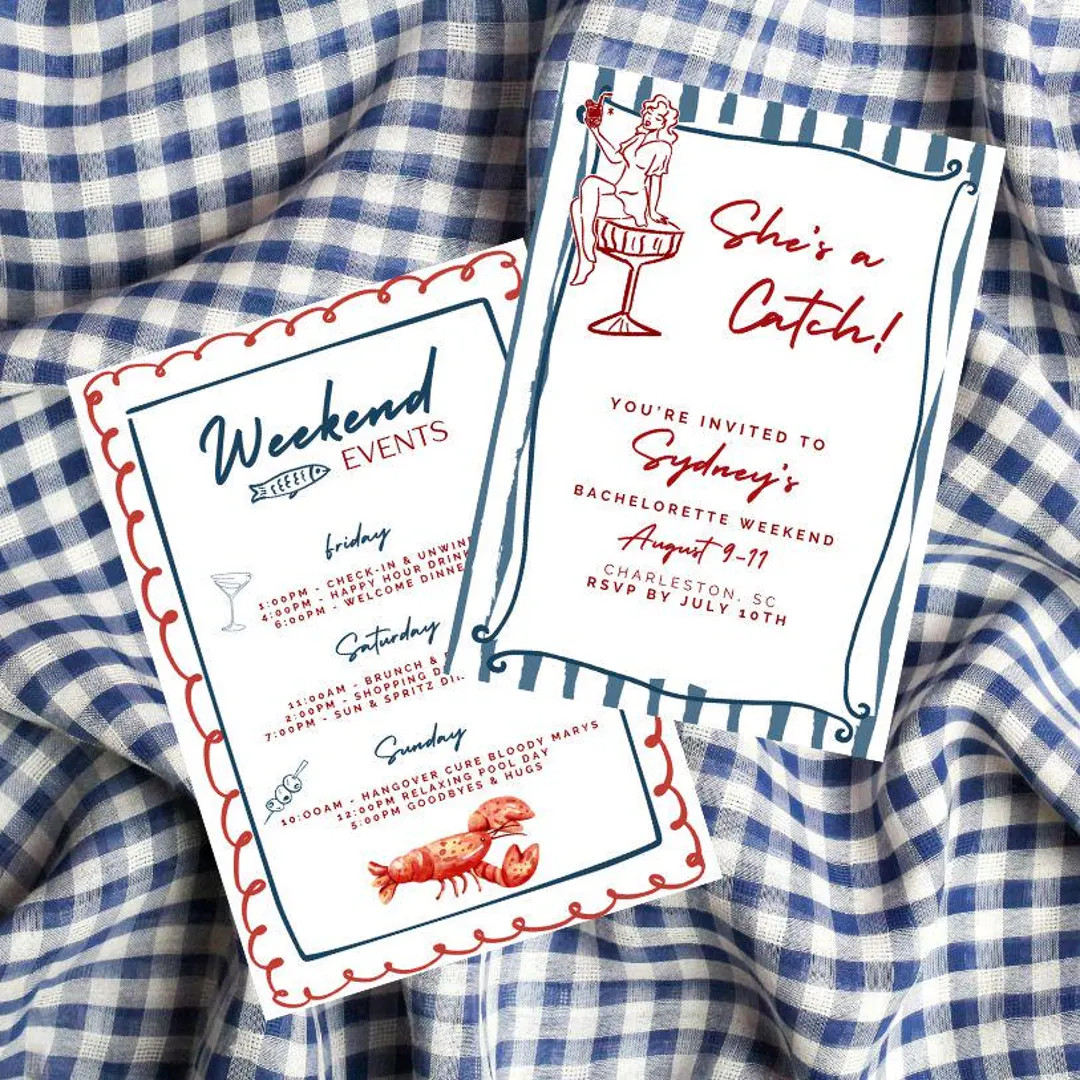 Bachelorette Party Invite Template, She's a Catch, EASILY CUSTOMIZABLE - Etsy | Etsy (US)