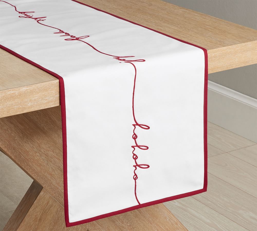 Holiday Sentiment Cotton Table Runner | Pottery Barn (US)