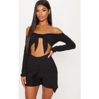 Black Button Detail Skort | PrettyLittleThing US