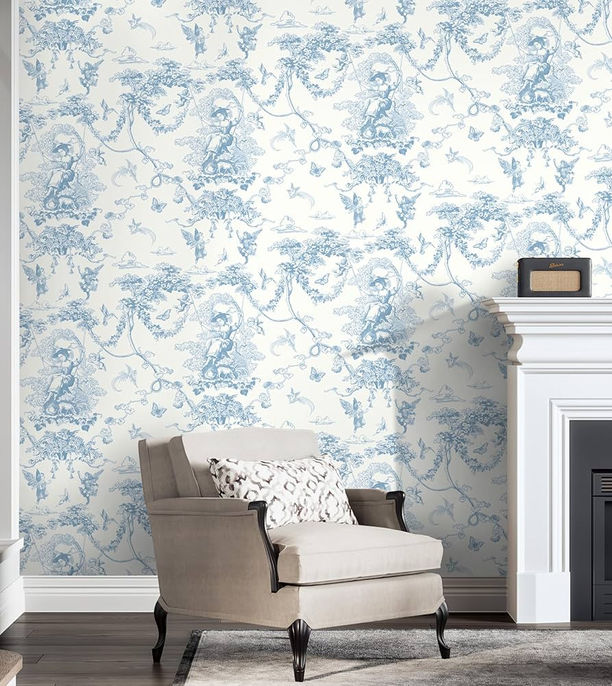 CiCiwind Peel and Stick Wallpaper Blue Toile Contact Paper White and Blue Wallpaper Vintage Wallp... | Amazon (US)
