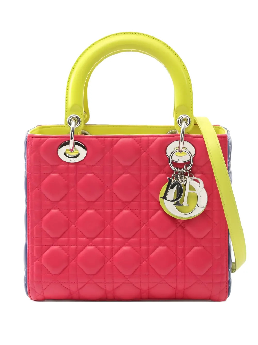 Christian Dior Pre-Owned Lady Dior colour-block two-way handbag - Pink | Farfetch Global