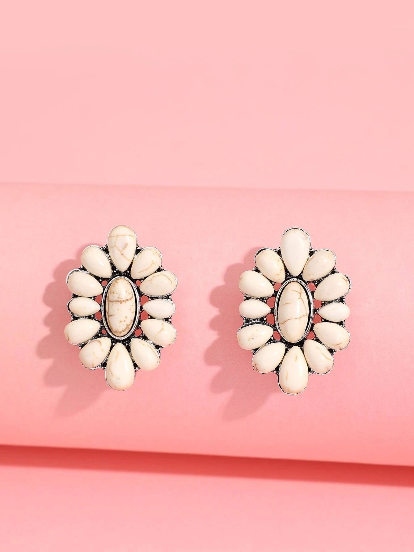 Turquoise Decor Stud Earrings | SHEIN