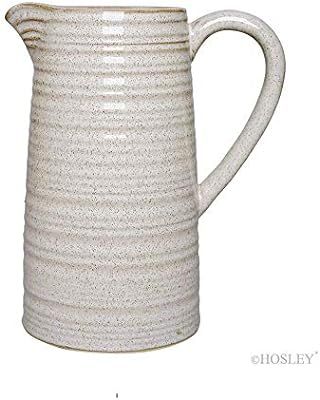 Hosley 8 Inch High Cream Ceramic Pitcher Vase for Flowers Decorative Use. Ideal for Dried Floral ... | Amazon (US)
