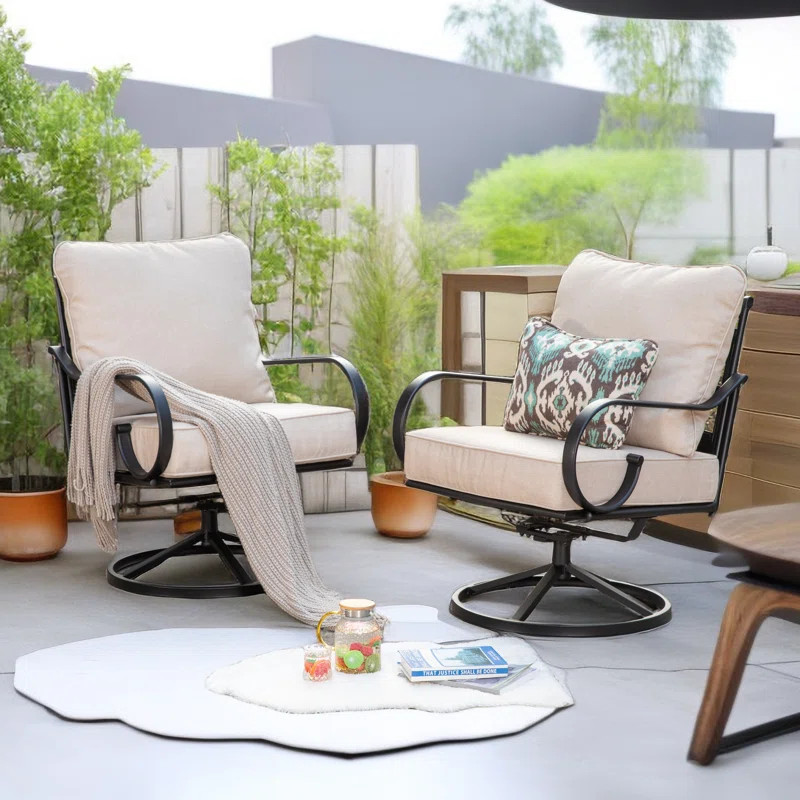 Arriona Swivel Patio Lounge Chair with Cushions | Wayfair North America
