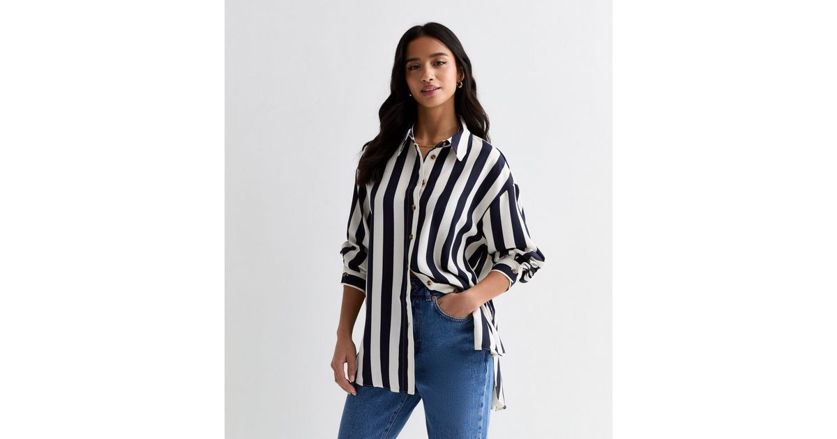 Petite Navy Stripe Longline Shirt
						
						Add to Saved Items
						Remove from Saved Items | New Look (UK)