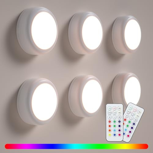 BESTDLCLITE Battery Powered LED Push Puck Lights with Remote, 6 Pack | Amazon (US)