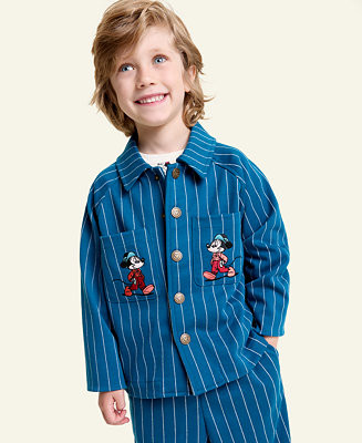 Disney | Macy's Boys 2T-7 Pinstripe Mickey Mouse Shirt Jacket, Macy's Exclusive - Macy's | Macy's