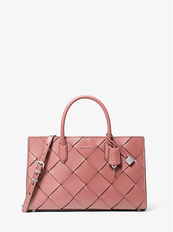 Scarlett Medium Woven Leather Satchel | Michael Kors US