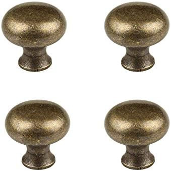 RZDEAL 4 PCS 1.0'' x 0.9'' Antique Style Brass Simple and Elegant Pulls Solid Hardware Knobs for Fur | Amazon (US)