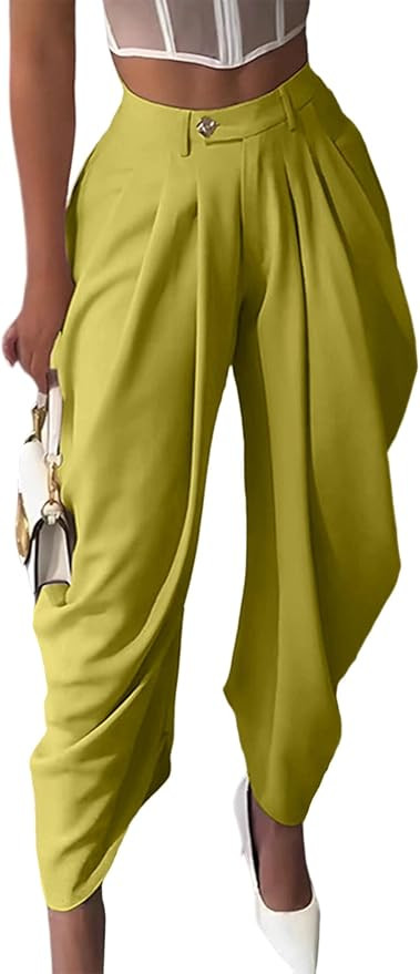 Unybwonn Women's Dress Slacks Pants Casual Pleated Business Work Pants Wide Leg High Waisted Pala... | Amazon (US)