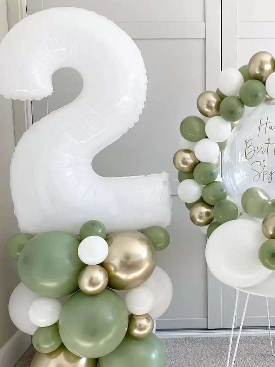 1PC 40inch 0-9 White Color Number Helium Balloons Happy Birthday Party Decorations | SHEIN