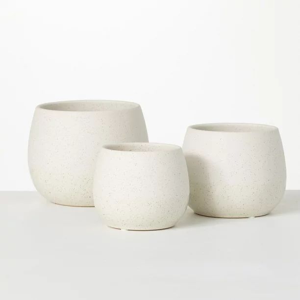 Sullivans Creamy Speckled Round Ceramic Planter Set of 3, 6"H, 5"H & 4.5"H Off-White | Walmart (US)