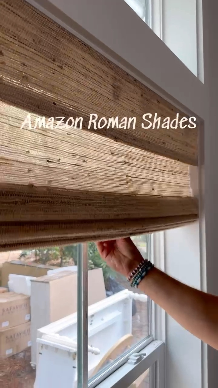 Amazon woven Roman shades!! Can be fully customized to any window size. Cordless open/close and easy diy installation! I have unlined in living areas and lined in bedrooms. They also come in blackout and so many colors. This is the Ln36 Beige color! (10/25)

#LTKStyleTip #LTKHome #LTKVideo