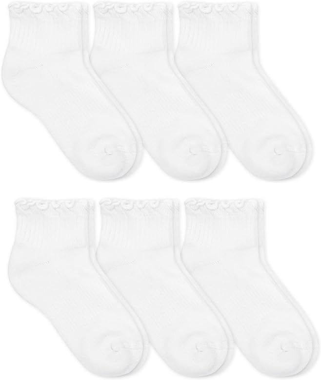 Jefferies Socks Girls School Seamless Ruffle Sport Quarter Ankle Socks 6 Pair Pack | Amazon (US)