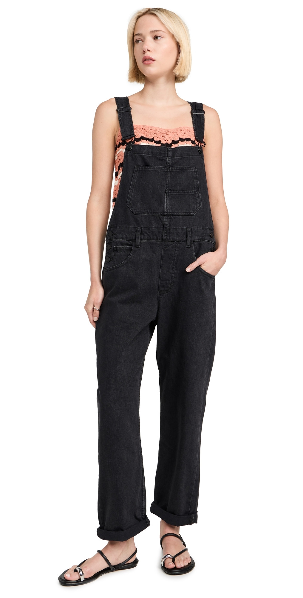 Free People Ziggy Denim Overalls Mineral Black S | Shopbop