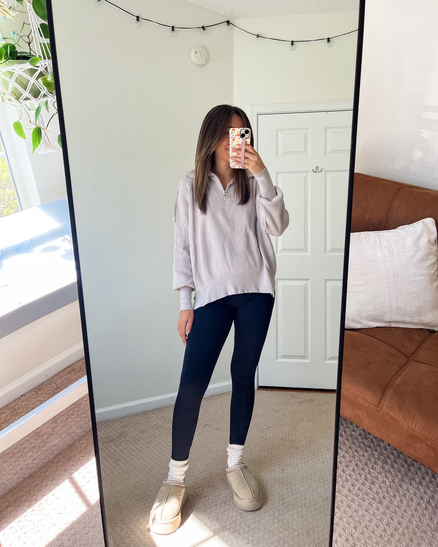 Casual Fall Outfit, Quarter Zip Sweater, Cozy Socks, Ugg Tazz Mustard Seed, Fall Outfit Inspo Idea, Pumpkin Patch Aesthetic

#LTKstyletip