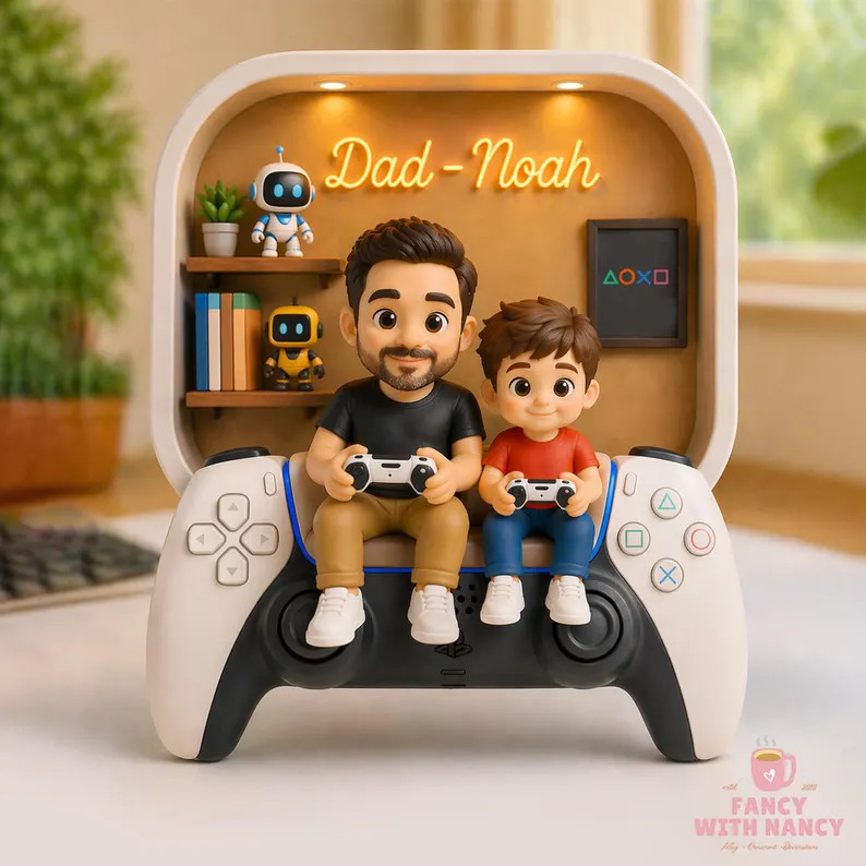 Personalized Dad and Son Gaming Acrylic Block, Custom Gamer 2D Flat Block, Father's Day Gift, Dad... | Etsy (Global)
