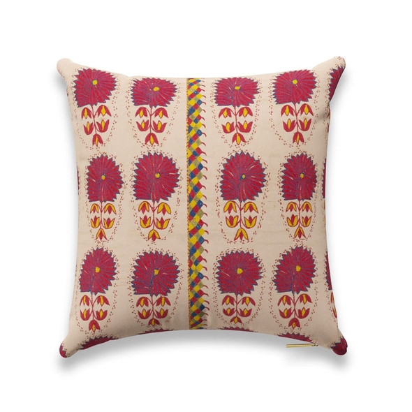 Fuchsia Daisy Suzani Pillow by St. Frank | Pink | 20" W x 20" H | Linen/Cotton/Silk | Havenly