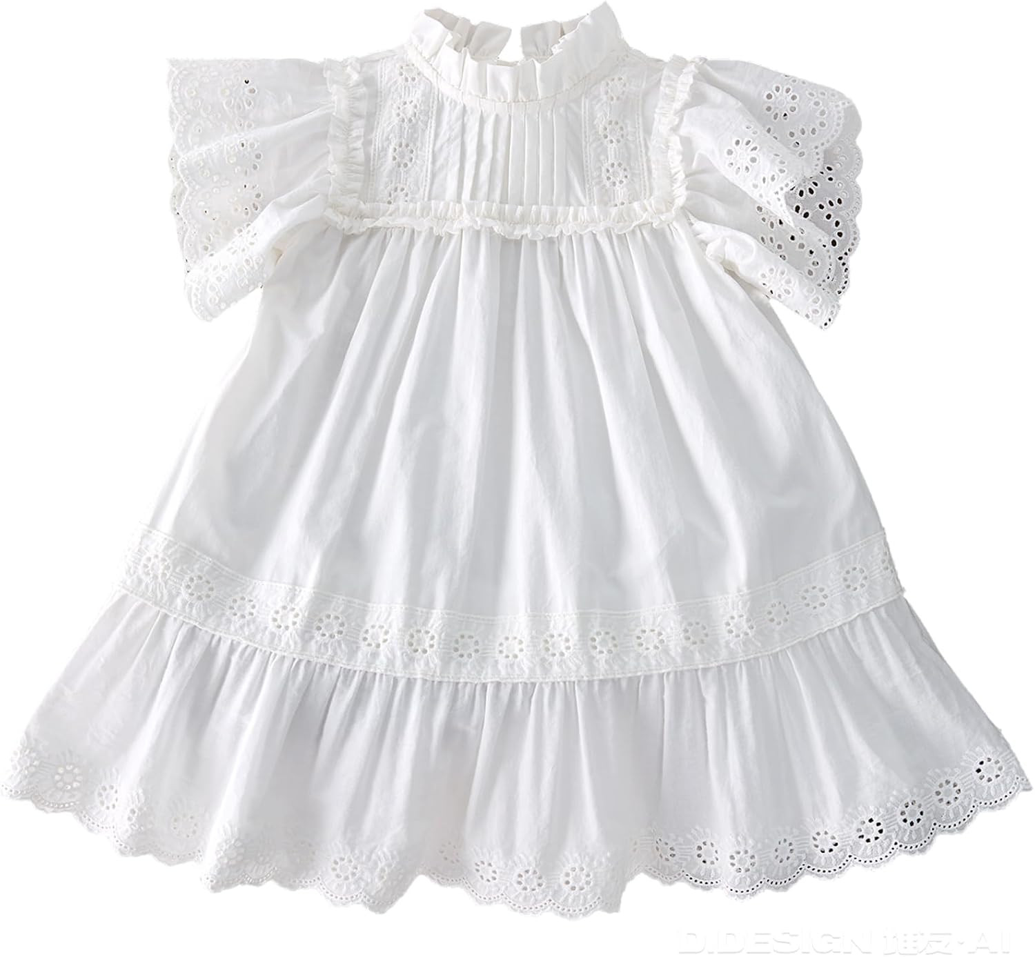 Summer Toddler Girls’ Cotton - Spandex Frilled Princess Dress with Lace Trim and Flutter Sleeves | Amazon (US)