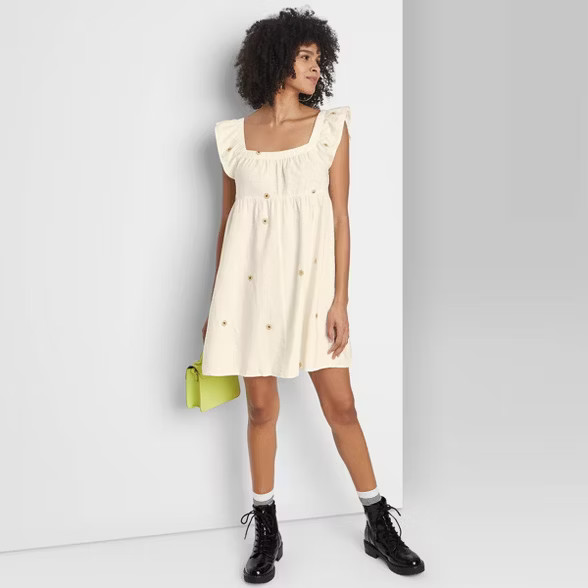 Women's Ruffle Sleeve On/Off the Shoulder Woven Babydoll Dress - Wild Fable™ | Target