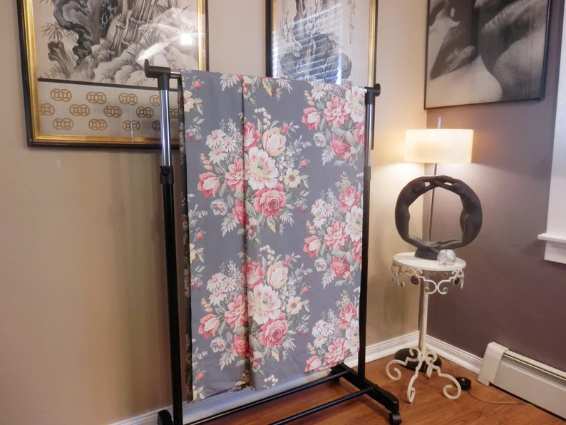 Ralph Lauren Pair Curtains Drapes KIMBERLY Panels Blue With Lovely Floral Bouquets Weighted Botto... | Etsy (US)