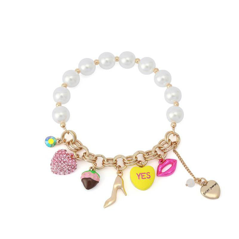 Betsey JohnsonSweetheart Pearl Charm Stretch Bracelet | Belk