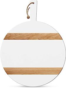 Chloe and Cotton | 16 Inch Acacia Wood Round Board with Handle | Decorative Cutting Board | Kitch... | Amazon (US)