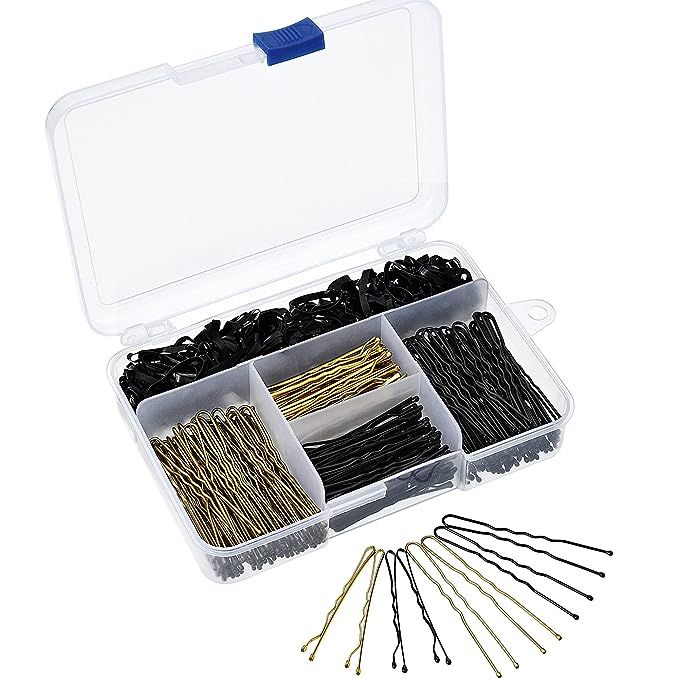 200 Pieces Bobby Pins U Hair Pins Hair Clips and 100 Pieces Rubber Hair Bands with Storage Box fo... | Amazon (US)