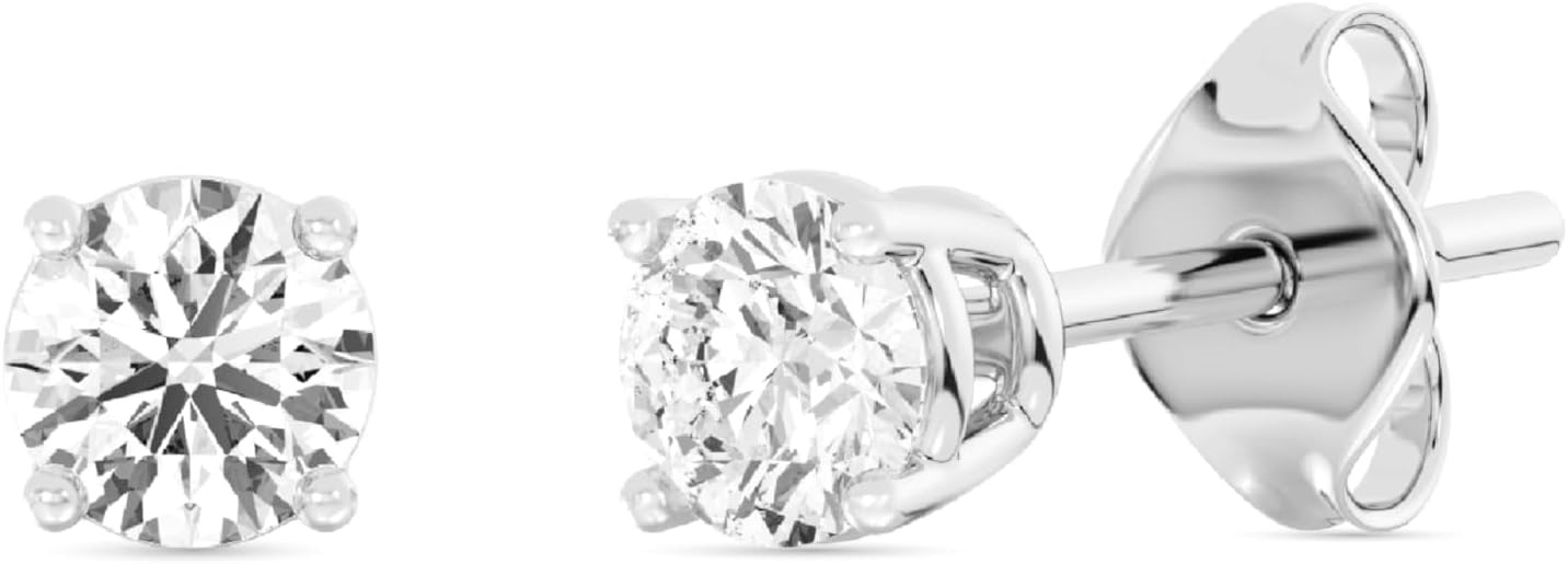 Gilded Lab-Grown Diamond Stud Earrings for Women| 925 Sterling Silver Studs and 14KT Gold 925 Pla... | Amazon (US)