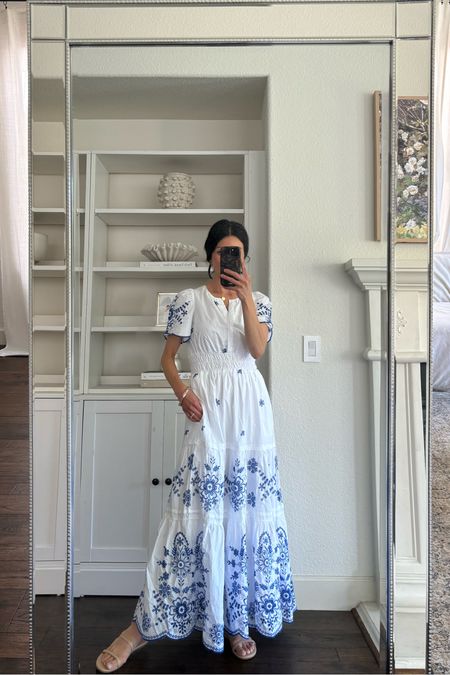 This dress is just beautiful and so comfortable. I’m wearing an XS standard here  

Target sandals. Such a great beige color. 

Summer dress 
Blue and white dress
Somerset dress
Embroidered dress 

#LTKShoeCrush #LTKOver40