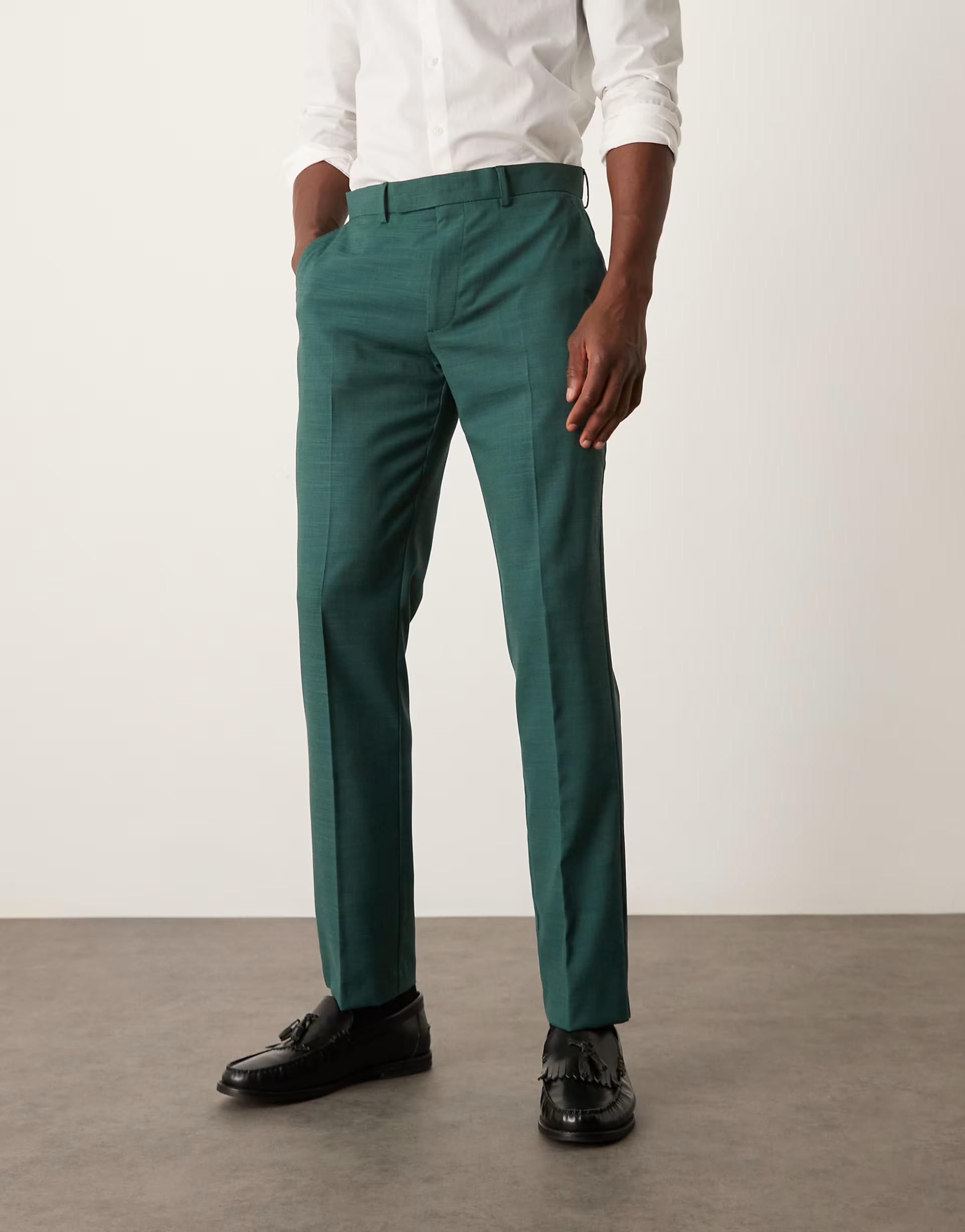 ASOS DESIGN slim suit pants in green crosshatch | ASOS (Global)