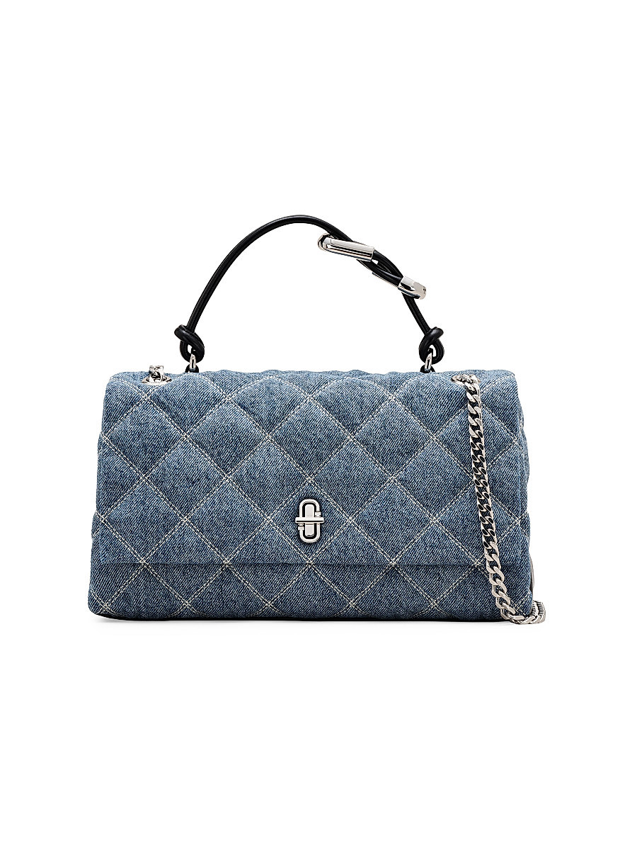 Women's The Dual Chain Denim Quilted Shoulder Bag - Light Wash Indigo | Saks Fifth Avenue