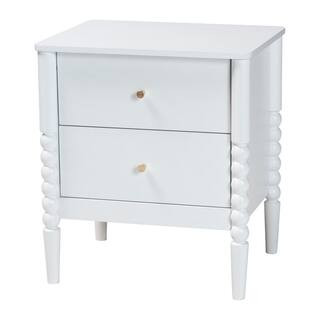 Baxton Studio Lucera White 2-Drawer Nightstand 257-14121-HD - The Home Depot | The Home Depot