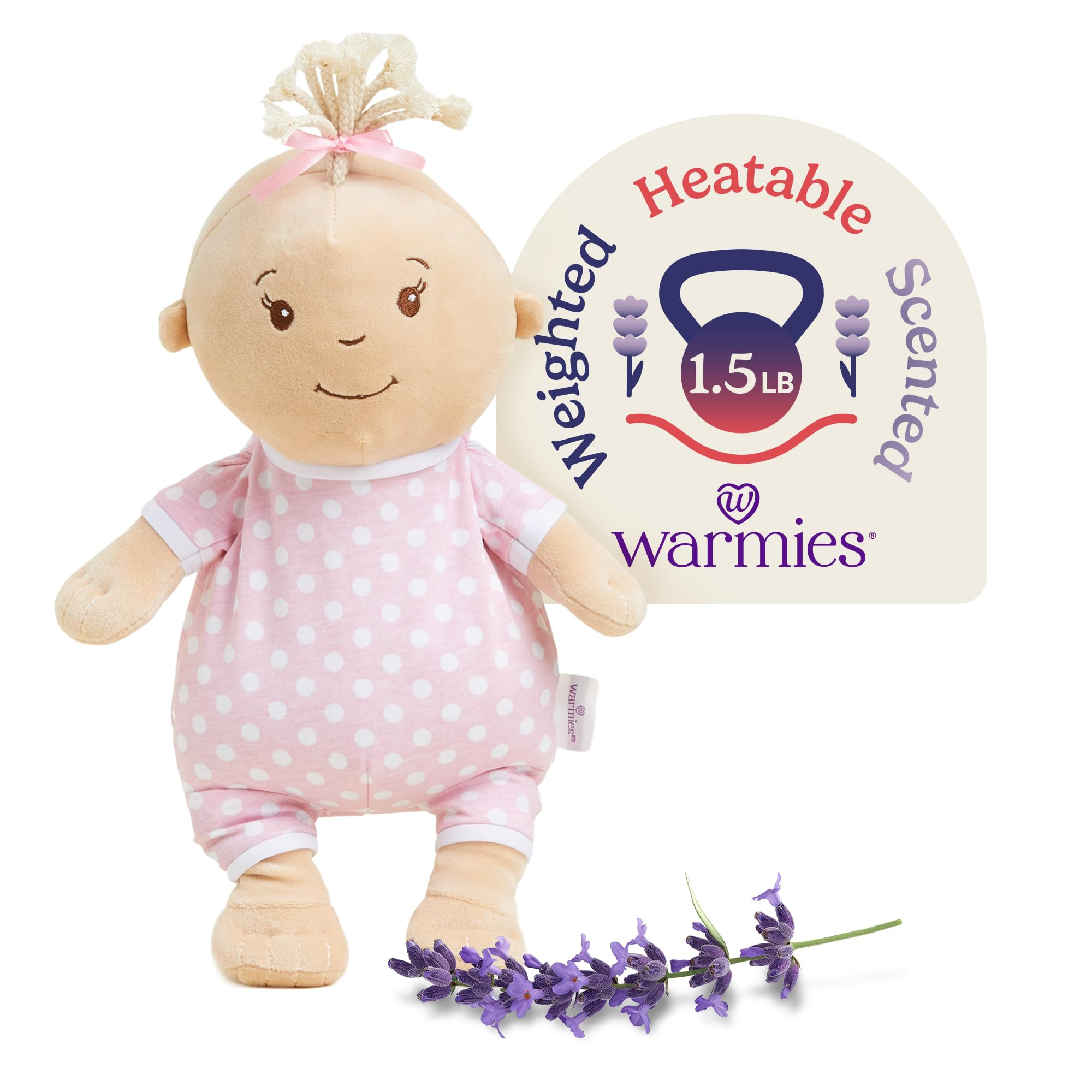 warmies Microwavable & Weighted Stuffed Animals, Baby Girl Lighter Skin - Heated Stuffed Animal P... | Amazon (US)