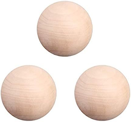 Wood Round Ball 3 Inch - Pack of 3 Wood Ball, Natural Unfinished Wooden Round Ball Craft Ball, Sa... | Amazon (US)