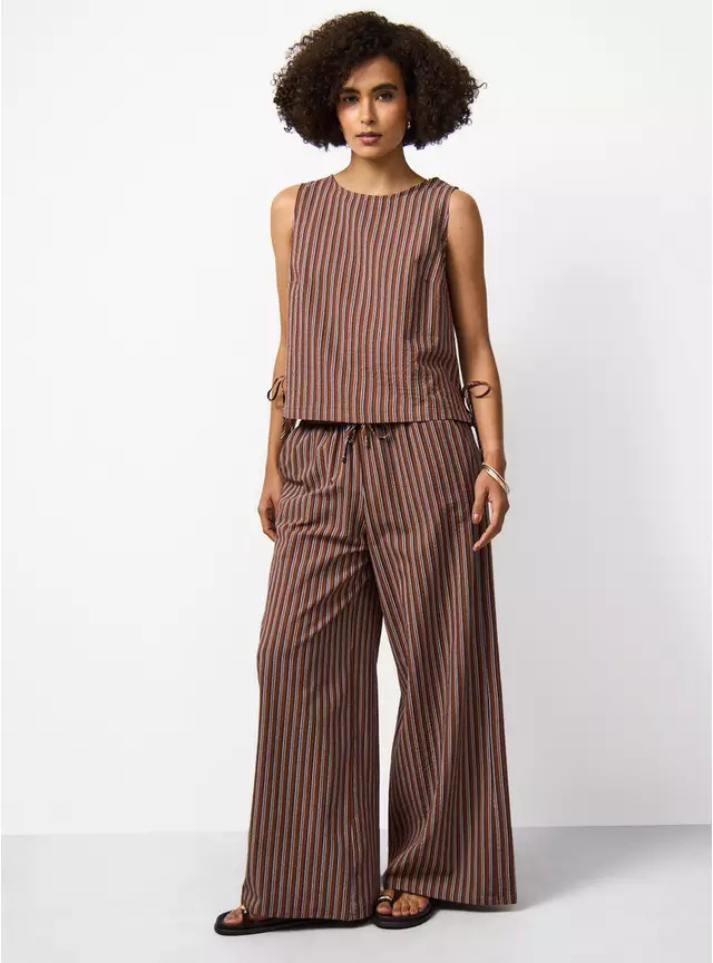 Buy Brown Stripe Print Wide Leg Co-ord Trousers 20 | Co-ords | Tu | Tu Clothing