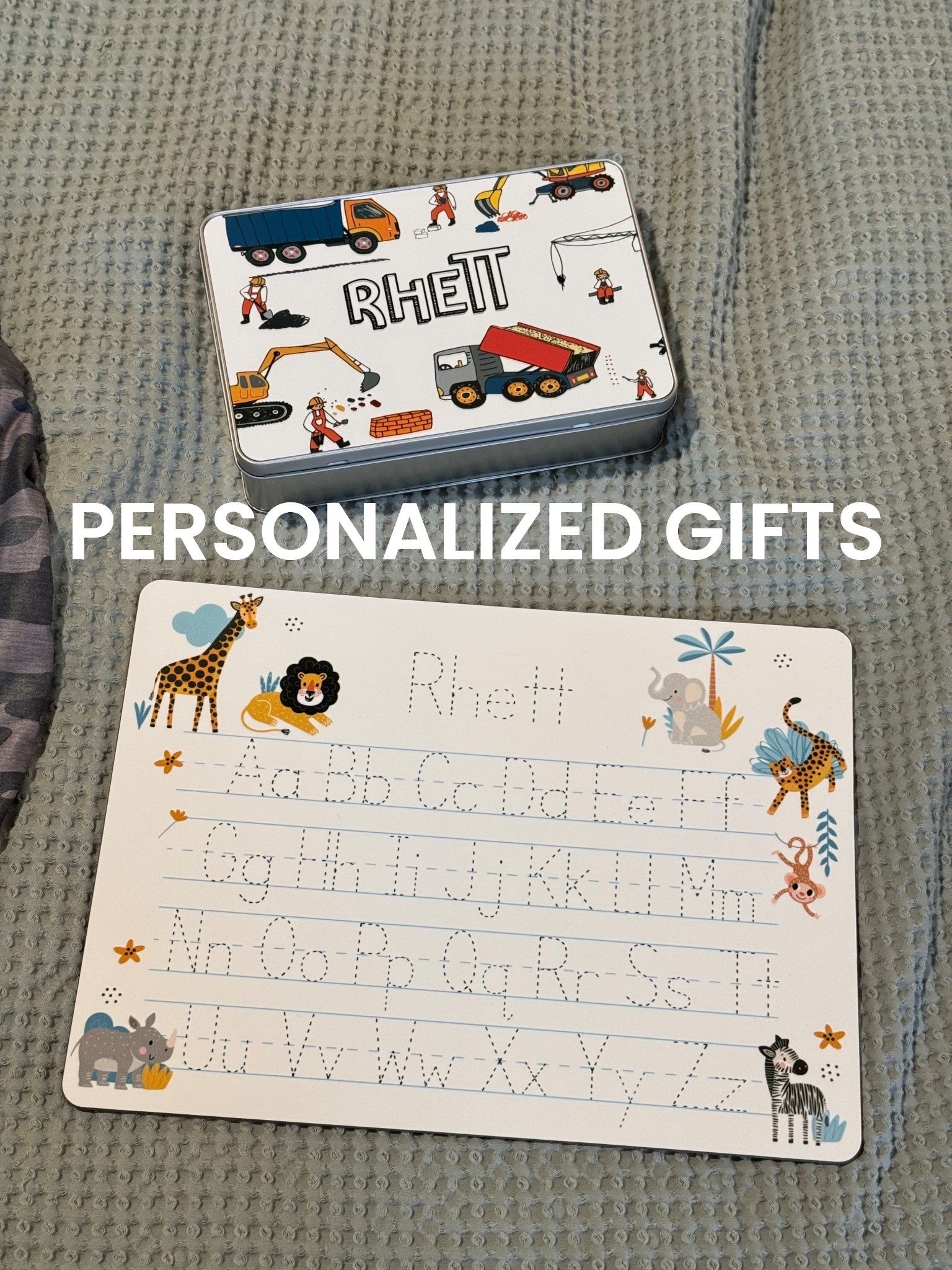Rhett is going to be obsessed with these personalized gifts from @cadenlane — so cute! A personalized puzzle that comes in a tin container with his name on it, plus a dry erase board with his name to practice his letters! Perfect for an almost 5-year-old or school aged kiddo! 

Great for any upcoming birthdays or gifts for other holidays in the new year! #cadenlane #ad 

#LTKGiftGuide #LTKHoliday #LTKKids