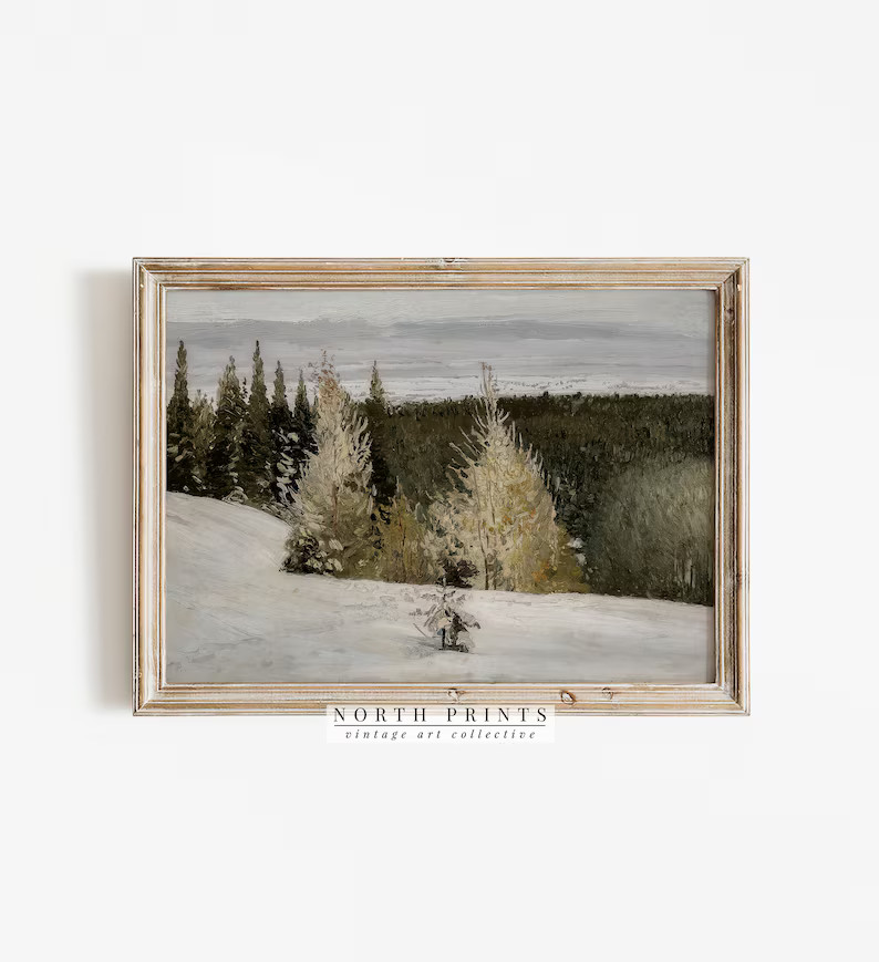 PRINTABLE Winter Forest Landscape Painting  Moody Country - Etsy Canada | Etsy (CAD)