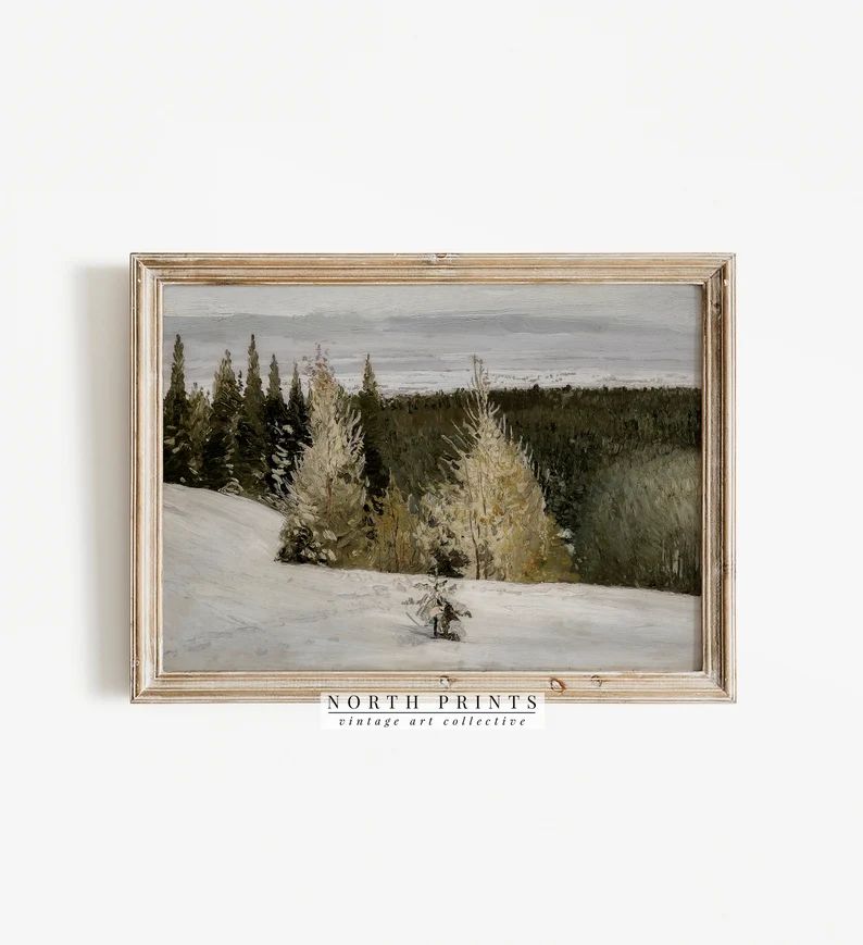 PRINTABLE Winter Forest Landscape Painting  Moody Country - Etsy Canada | Etsy (CAD)