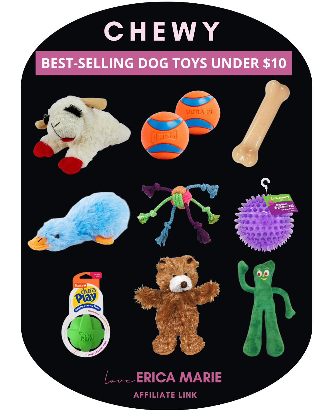 If you’re looking to treat your pup to a new toy without spending too much, these are some of my favorite finds. Everything is under $10! 

 #LTKSaleAlert