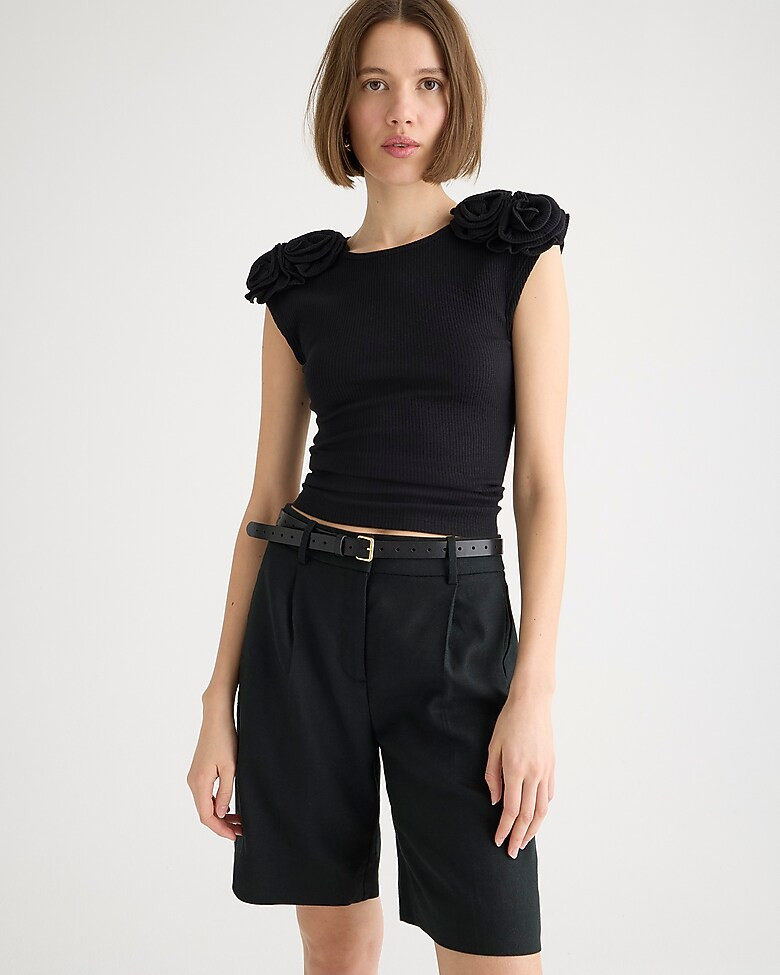 Vintage rib rosette T-shirt | J. Crew US