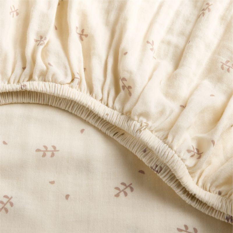 Supersoft Undyed Leaf Print 100% Organic Cotton Gauze Baby Crib Fitted Sheet | Crate & Barrel