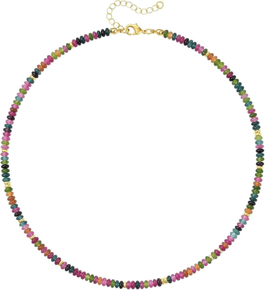 KELORIS PATH Beaded Necklace for Women, Colorful Gemstone Boho Bead Choker for Beach, Trendy Summ... | Amazon (US)
