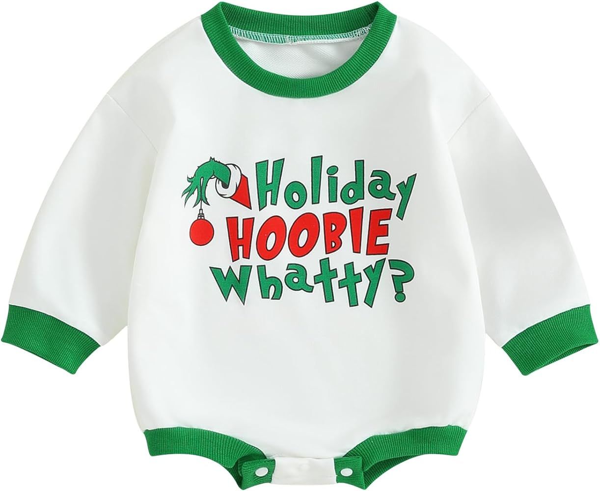 Eadrioss Infant Baby Girl Boy Christmas Outfit Long Sleeve Crewneck Romper Sweatshirt Bodysuit Pu... | Amazon (US)