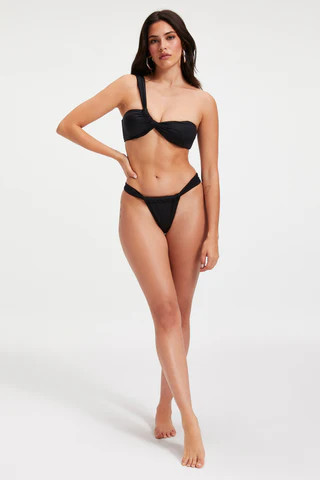 Shine Ruched Bottom Black001, Size 8 | Good American