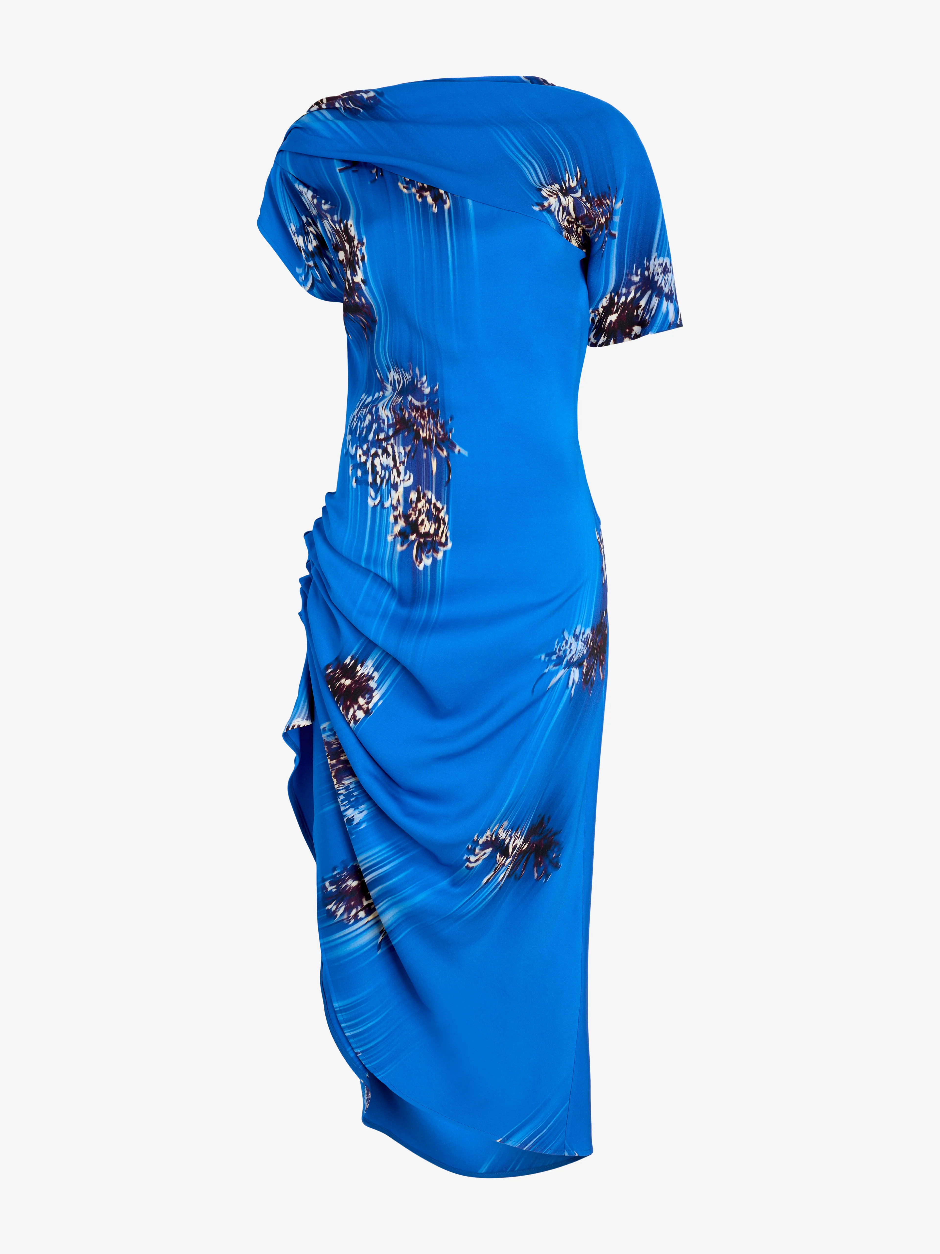 Proenza Schouler Antonella Dress in Printed Viscose Cady - Cerulean Multi | Proenza Schouler Offi... | Proenza Schouler LLC