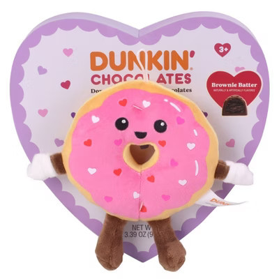Dunkin' Donuts Valentines Heart Box Chocolates with Plush - 3.39oz | Target