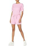 Amazon Brand - Daily Ritual Women's Supersoft Terry Puff Sleeve Romper, Pink, Small | Amazon (US)