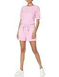 Amazon Brand - Daily Ritual Women's Supersoft Terry Puff Sleeve Romper, Pink, Small | Amazon (US)