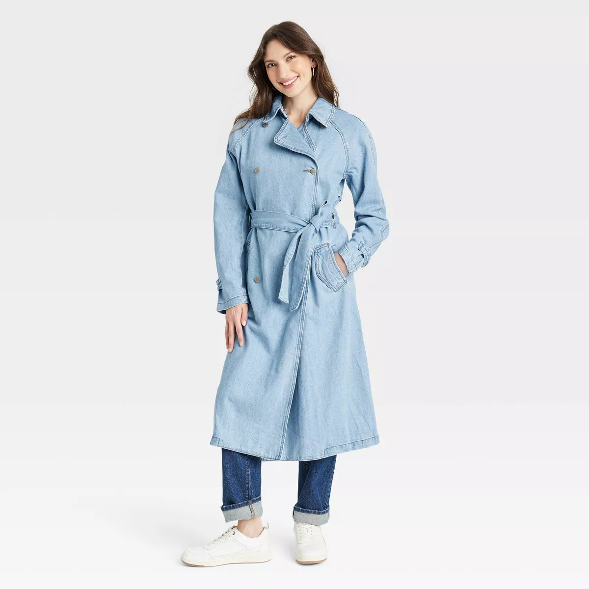Women's Denim Trench Coat - Universal Thread™ Light Wash | Target